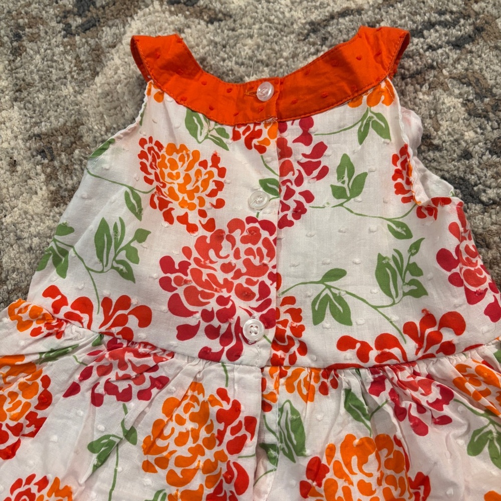 Penelope Mack Girls Floral Tiered Ruffle Dress Orange Trim Size 3T - Picture 5 of 7
